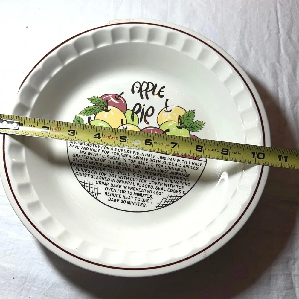 Hankook Pie Plate White Excellent Apple Pie Recipe Fluted Ceramic 10.5 Inch Core